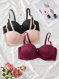 PACK OF 3 Solid Anti Sagging Half Cup Underwire Bra VLK 1019