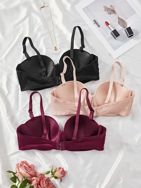 PACK OF 3 Solid Anti Sagging Half Cup Underwire Bra VLK 1019