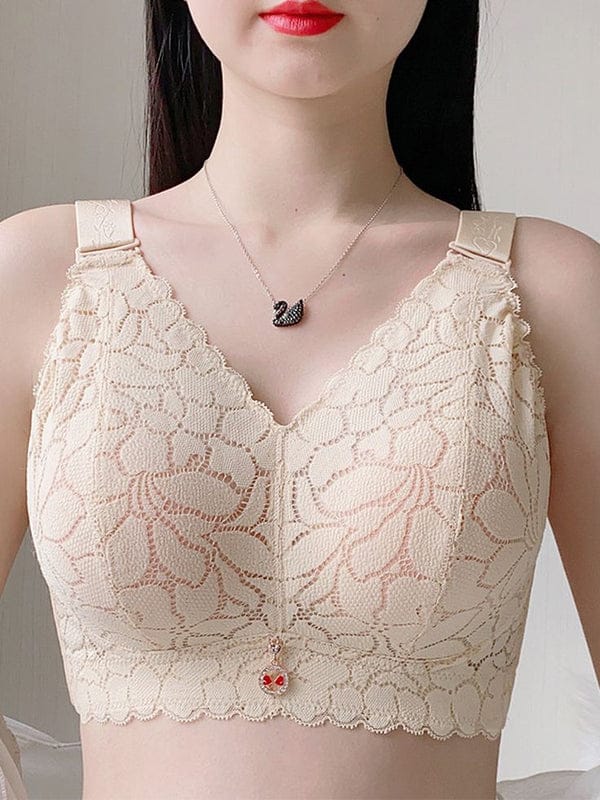 PACK OF 3 Women Bras Full Coverage Ultra-thin Flower Wireless Plus  VLK 1022