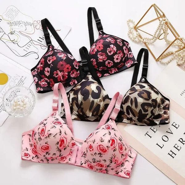PACK OF 3 Women's Front Buckle Underwear Thin Style Bras VLK 1032