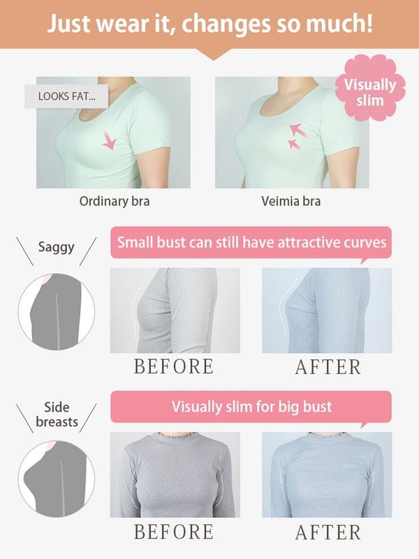 PACK OF 3: VEIMIA Lifting Minimizer Bra For Big Breasts Anti-sagging, Ultra-thin Cups With Invisible Foundation Color Design VLK 1040 (Copy)