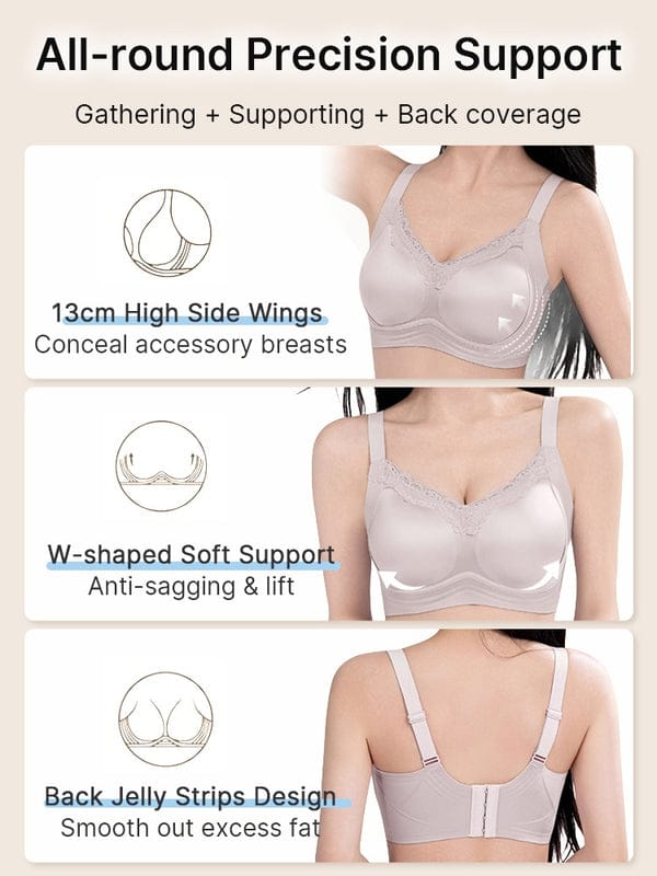 PACK OF 3: VEIMIA Delicate Lace Bra Anti-sagging Lift & Wireless Soft Support With Airy Pads, Silky Satin For Gentle Comfort VLK 1042
