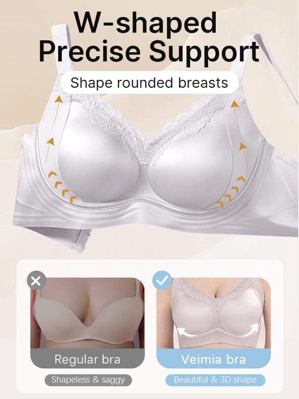 PACK OF 3: VEIMIA Delicate Lace Bra Anti-sagging Lift & Wireless Soft Support With Airy Pads, Silky Satin For Gentle Comfort VLK 1042