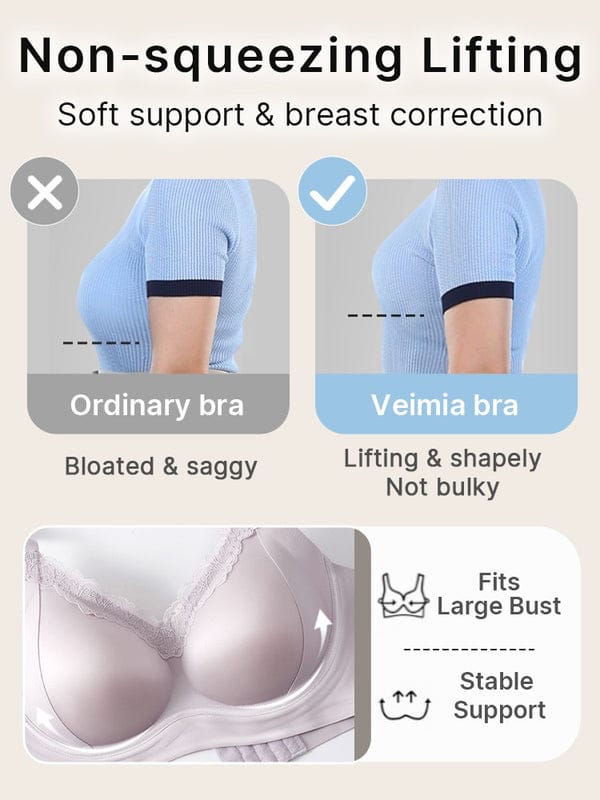 PACK OF 3: VEIMIA Delicate Lace Bra Anti-sagging Lift & Wireless Soft Support With Airy Pads, Silky Satin For Gentle Comfort VLK 1042