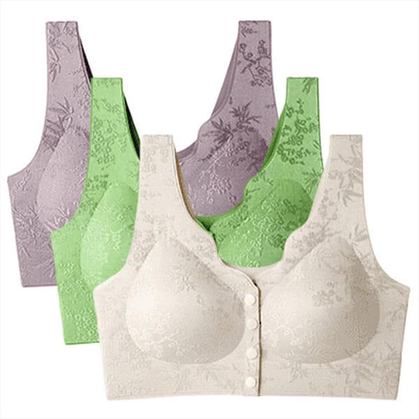 PACK OF 3 Comfort Front-Clasp & Wire-Free Seamless Bra VLK 1051