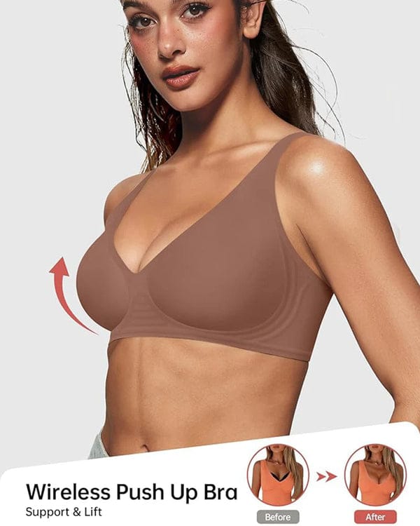 Pack of 3 Seamless Deep V Push-Up Wireless BraVLK 1053